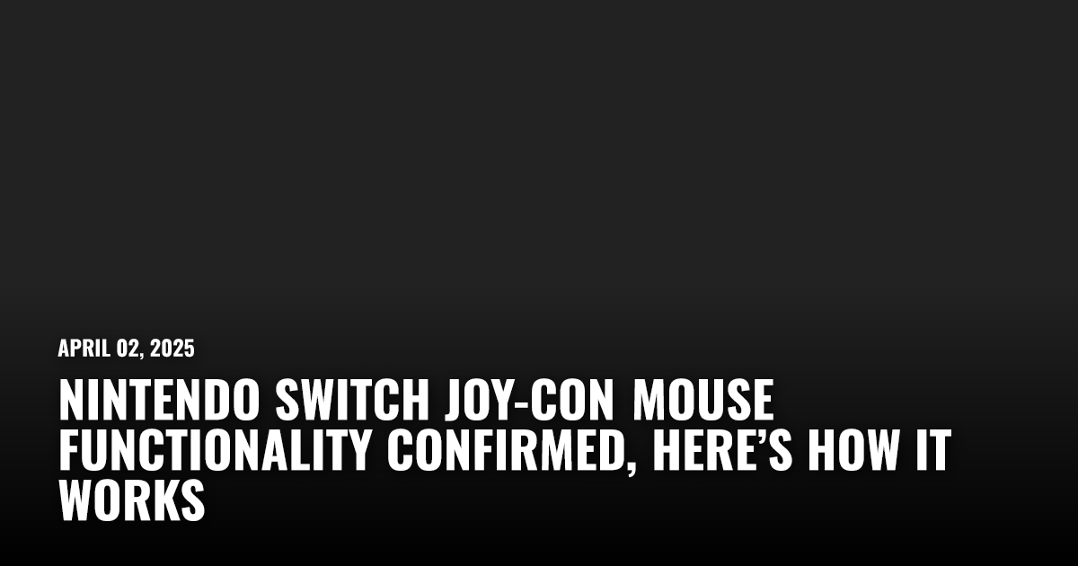 Nintendo Switch Joy-Con Mouse Functionality Confirmed | Restart.run