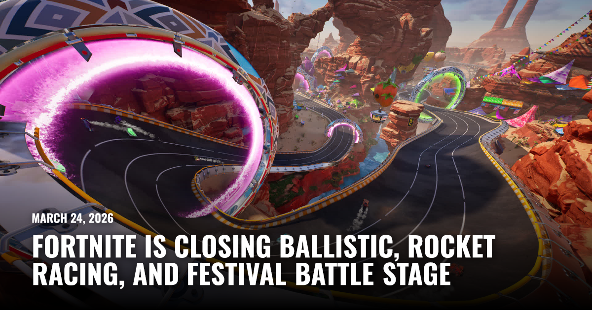 Rocket Racing F Fortnite Is Closing Ballistic, Rocket Racing, and Festival Battle Stage ...